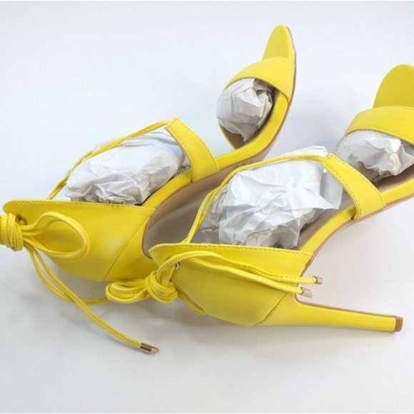 Glaze Womens Gladiator Strappy Stiletto Heels Sandals Yellow Size 8.5 - Picture 5 of 13
